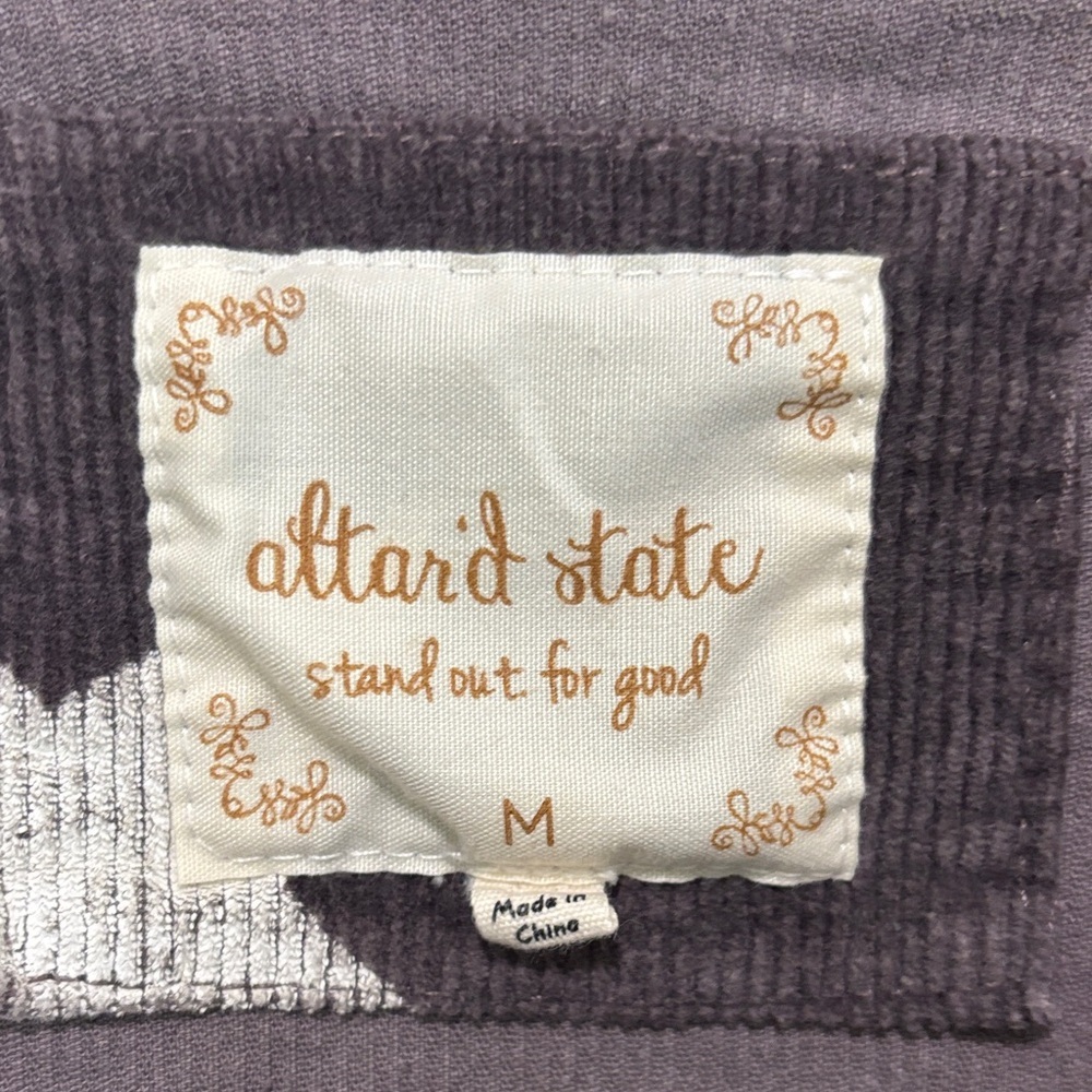 Altar’d State Star Struck Gray Corduroy Jacket Medium Silver Button 97% Cotton - Picture 4 of 6